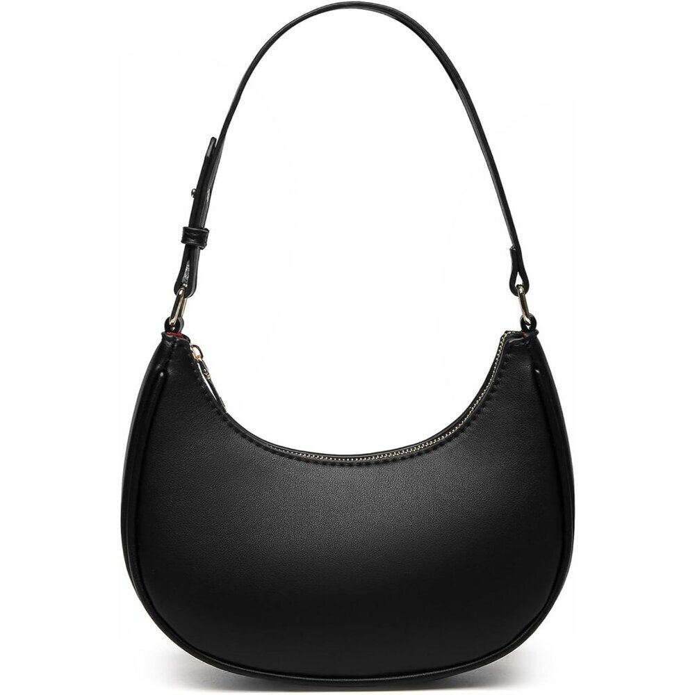 Women Black Retro Classic Clutch Shoulder Tote Hand Bag With Zipper Closure - Picture 1 of 7